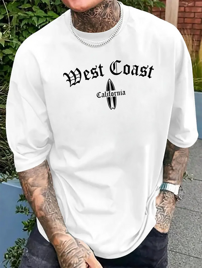 Men's Graphic T-Shirt West Coast California With Surfboard Graphic Element T Shirt