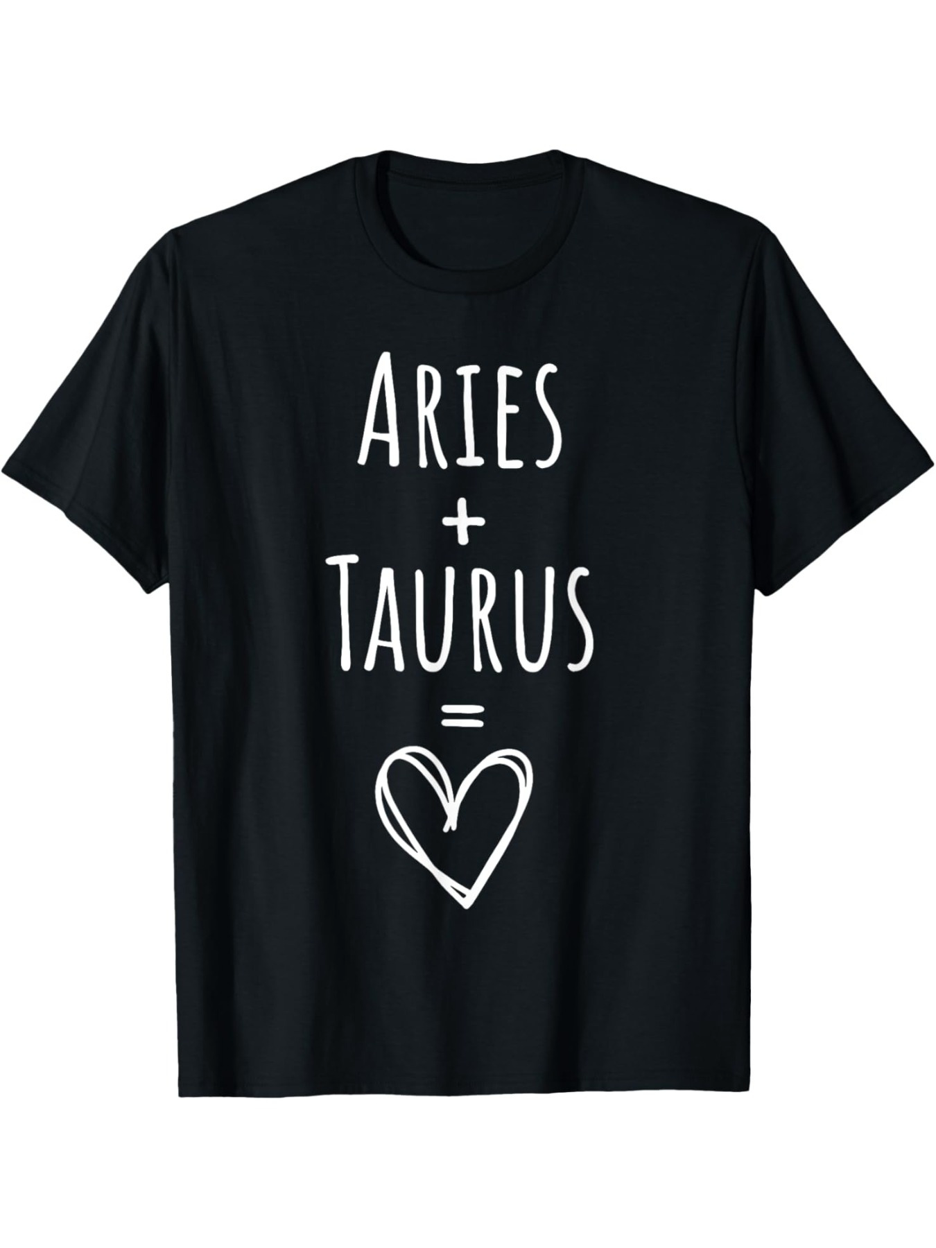 Men's Graphic T-Shirt Aries Taurus Love Equation With Hand Drawn Heart Design
