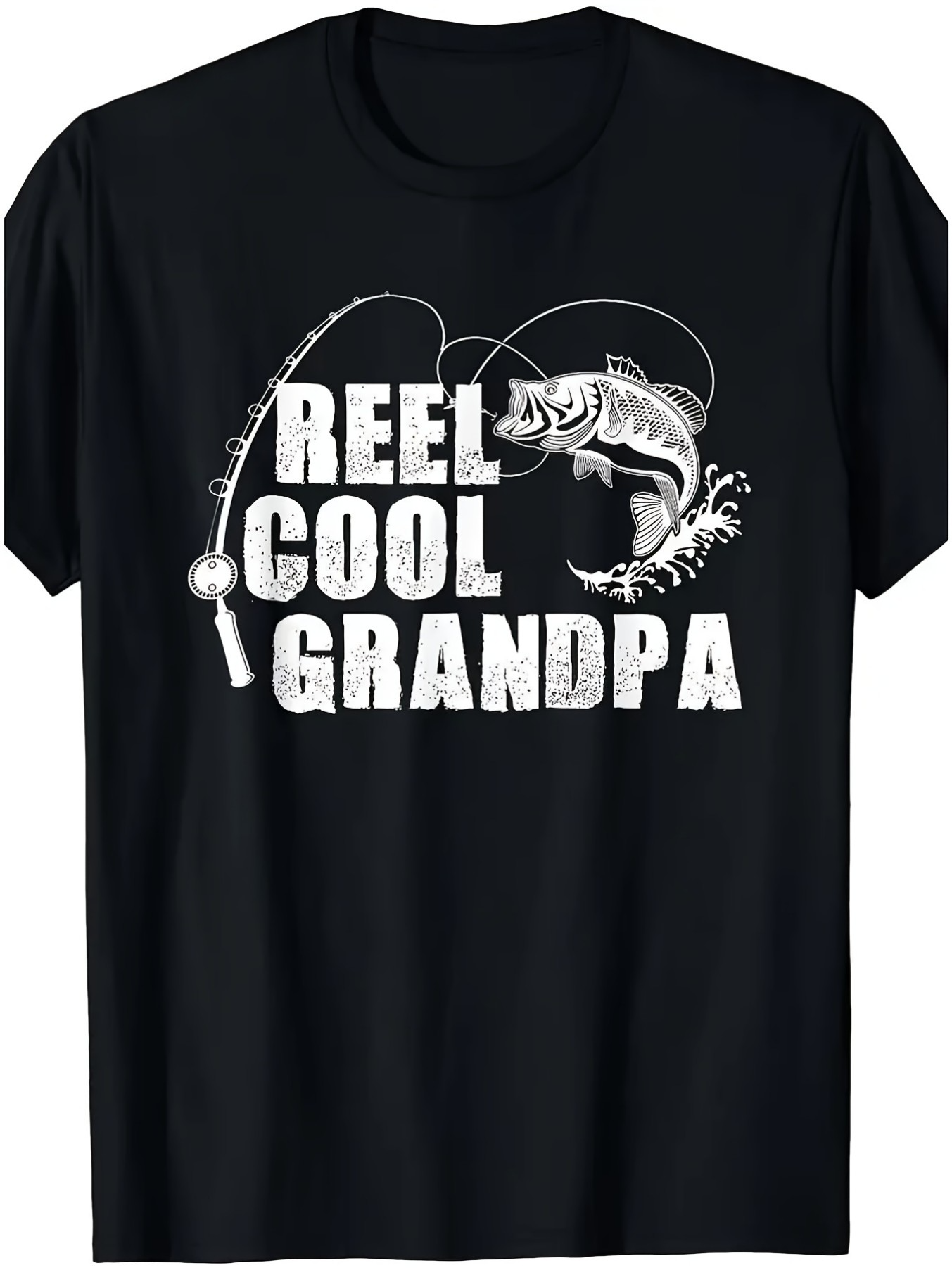 Men's Graphic T-Shirt Reel Cool Grandpa With Jumping Fish And Splashing Water Graphic