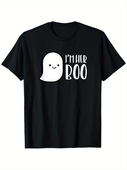Men's Graphic T-Shirt Im Her Boo Playful Cartoon Ghost With Smiling Face And Happy Expression