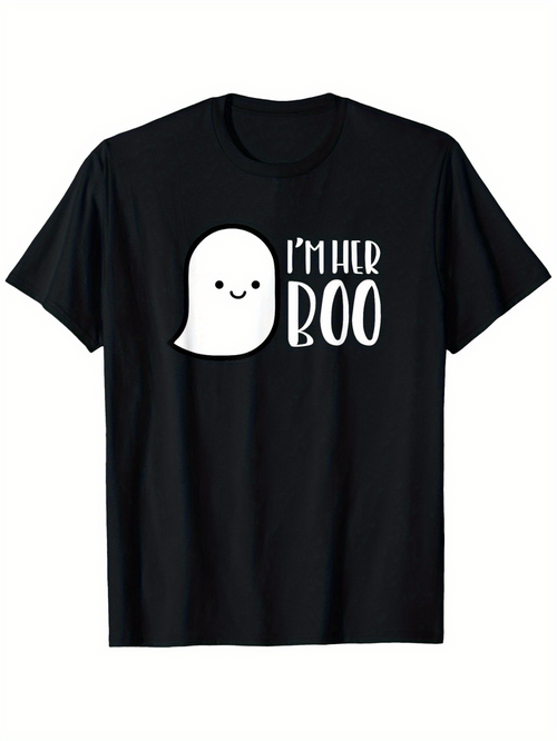 Men's Graphic T-Shirt Im Her Boo Playful Cartoon Ghost With Smiling Face And Happy Expression