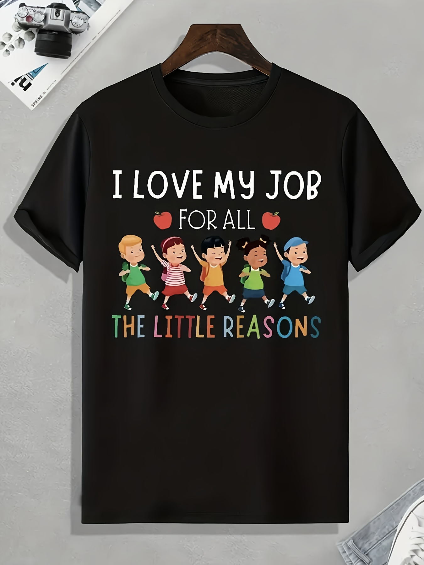 Men's Graphic T-Shirt I Love My Job With Dancing Kids And Colorful Letters Children