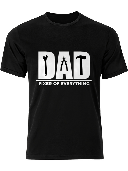 Men's Graphic T-Shirt Dad Fixer Of Everything Bold White Letters With Tools Graphic