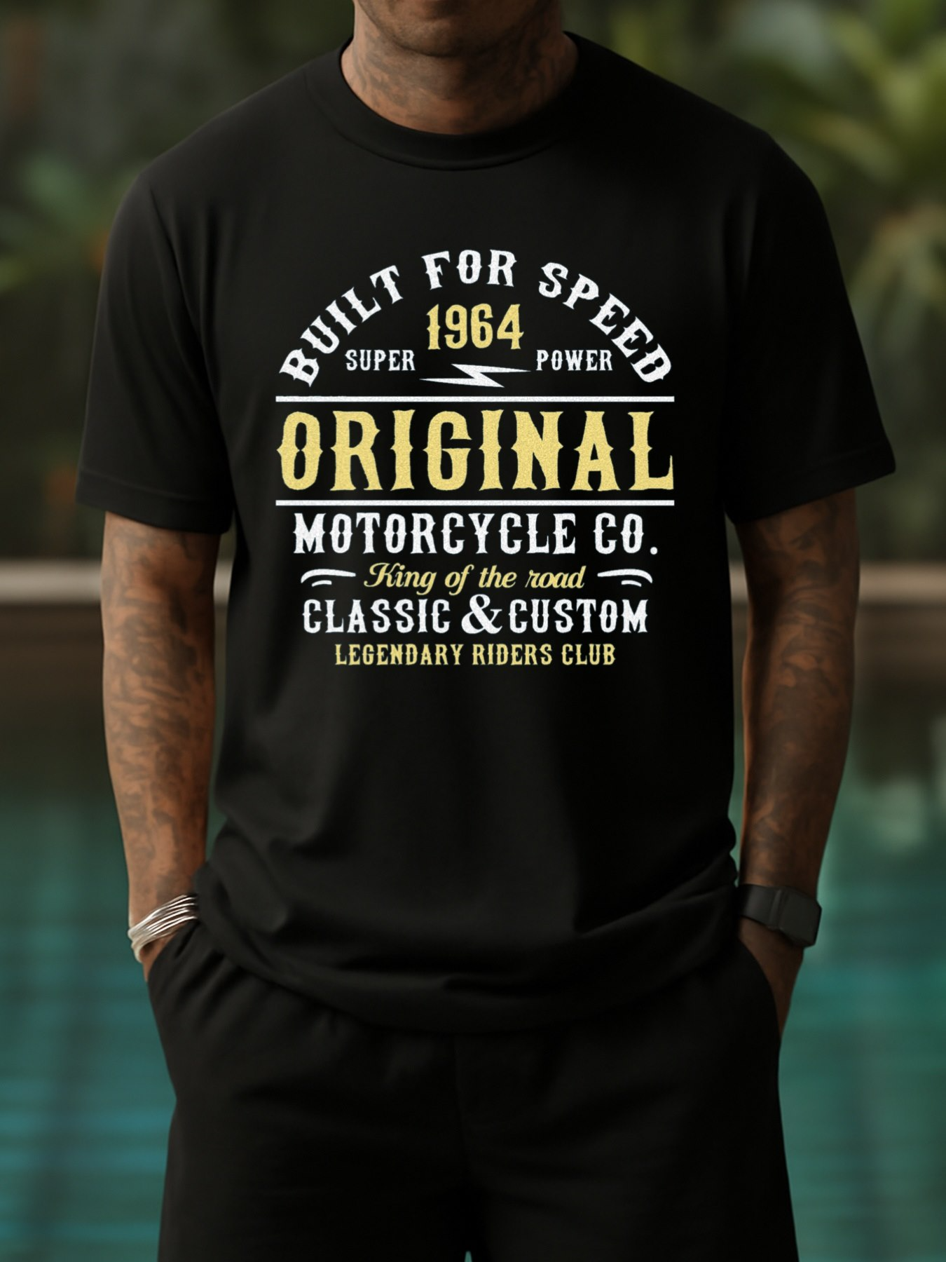 Men's Graphic T-Shirt Built For Speed Legendary Custom Motorcycle Club Shirt