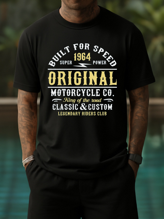 Men's Graphic T-Shirt Built For Speed Legendary Custom Motorcycle Club Shirt