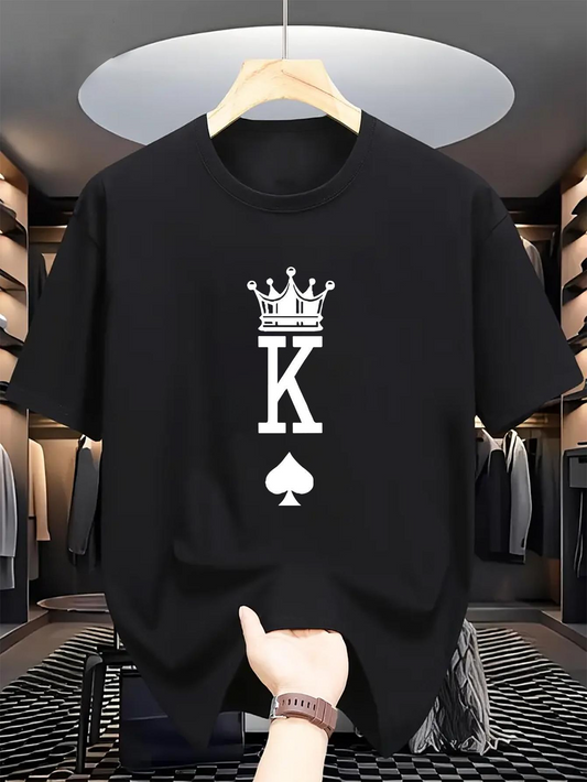 Men's Graphic T-Shirt Royal Playing Card Symbol With Bold White Spade Emblem Shirt