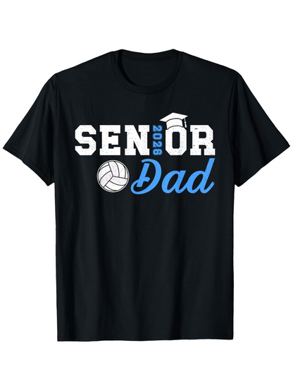 Men's Graphic T-Shirt Senior Dad Volleyball With Graduation Cap And White Lettering
