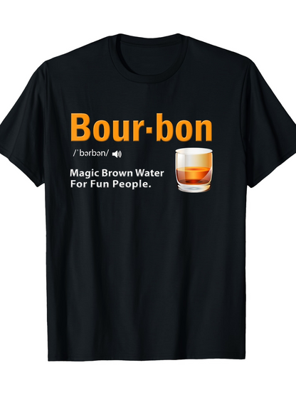 Men's Graphic T-Shirt Bourbon Magic Brown Water For Fun People Glass Drink