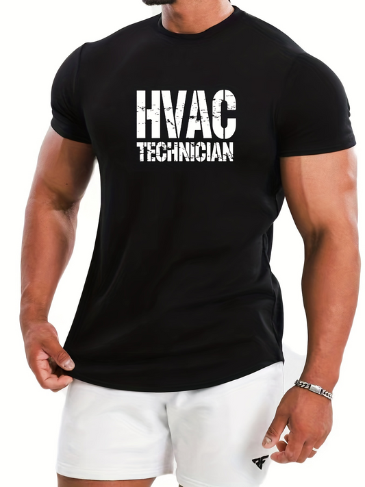 Men's Graphic T-Shirt Vintage Grunge White Text On Black Crewneck Shirt Technician