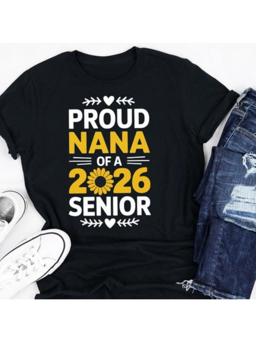 Men's Graphic T-Shirt Proud Nana Of A 2026 Senior With Flower Accents And Bold Lettering Shirt