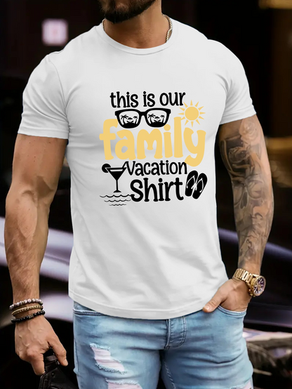 Men's Graphic T-Shirt This Is Our Family Vacation Shirt With Graphic Glasses Sun Drink And Flip Flops