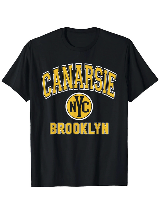 Men's Graphic T-Shirt Canarsie NYC Brooklyn Collegiate Letter Style Graphic Typography T Shirt
