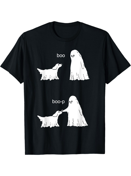 Men's Graphic T-Shirt Boo Boop Cute Dogs And Playful Ghost