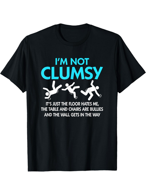 Men's Graphic T-Shirt Im Not Clumsy Cartoon Figures Falling With Playful Bold Typography T Shirt