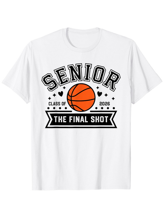 Men's Graphic T-Shirt Senior The Final Shot Basketball Surrounded By Hearts And Graduation Year