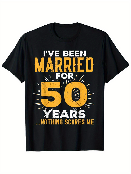 Men's Graphic T-Shirt Bold Anniversary Quote With Vintage Sunburst Fifty Years
