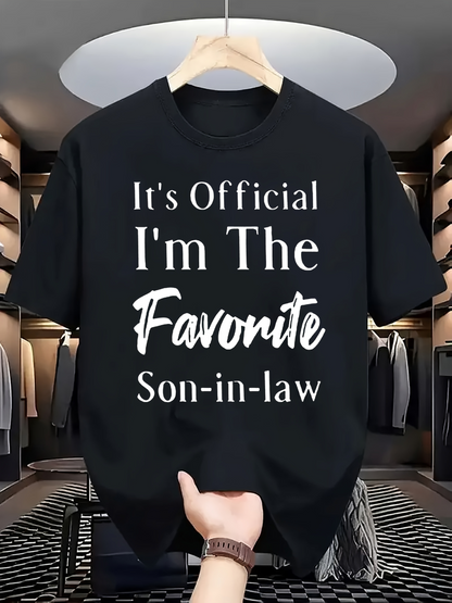 Men's Graphic T-Shirt Its Official Im The Favorite Son In Law Typography Quote Tee