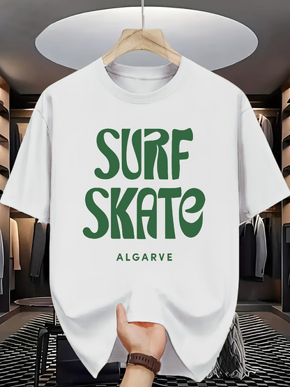 Men's Graphic T-Shirt Surf Skate Algarve Simple Retro Lettering Text T Shirt