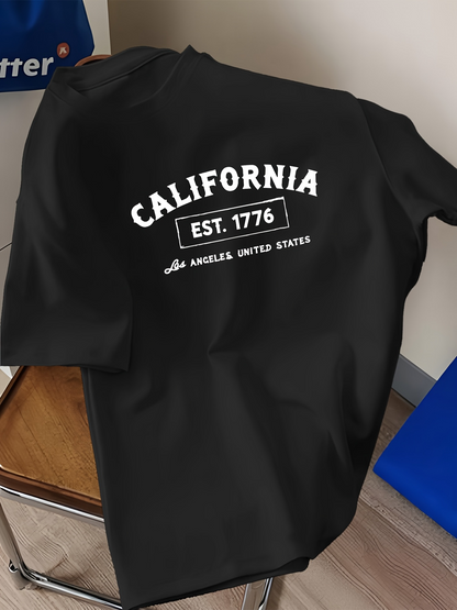 Men's Graphic T-Shirt California Est 1776 Los Angeles United States Minimalist Lettering T Shirt