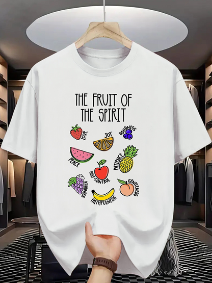 Men's Graphic T-Shirt The Fruit Of The Spirit Colorful Juicy Fruits With Playful Cartoon Details Fruit