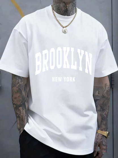 Men's Graphic T-Shirt Brooklyn New York Bold Vintage Inspired Urban City Lettering T Shirt