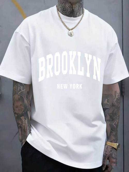 Men's Graphic T-Shirt Brooklyn New York Bold Vintage Inspired Urban City Lettering T Shirt