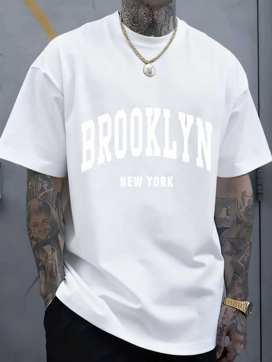 Men's Graphic T-Shirt Brooklyn New York Bold Vintage Inspired Urban City Lettering T Shirt