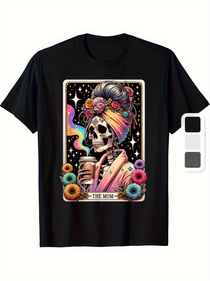 Men's Graphic T-Shirt The Mom Surrounded By Colorful Flowers And Stars Skeleton