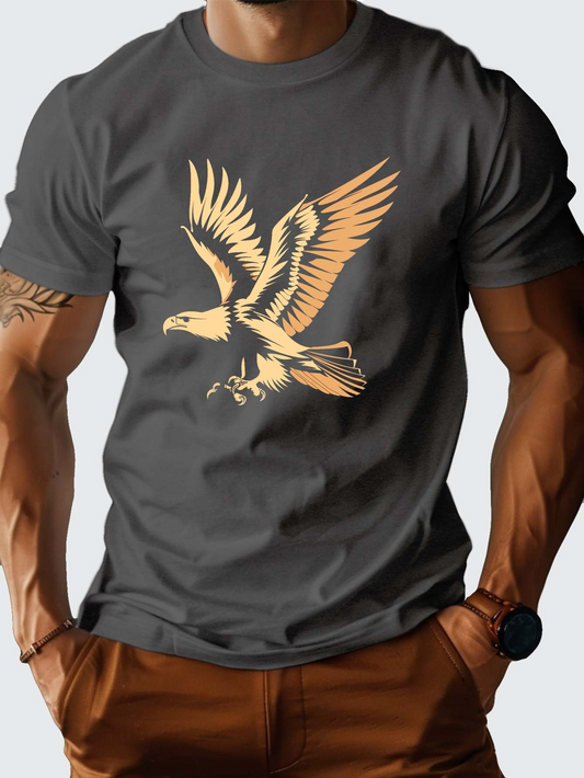 Men's Graphic T-Shirt Golden Sunlight Vintage Wild Soaring Majestic Eagle Illustration