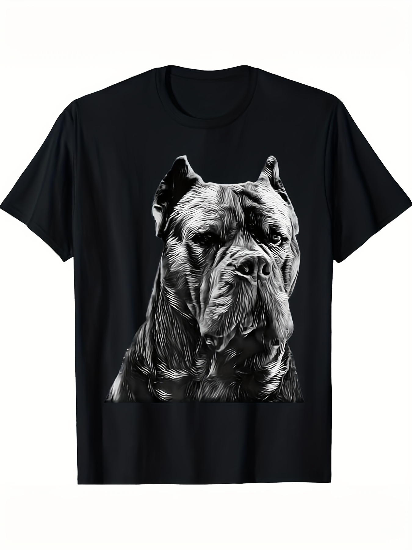Men's Graphic T-Shirt Realistic Monochrome Portrait With Shadows And Glossy Fur Dog