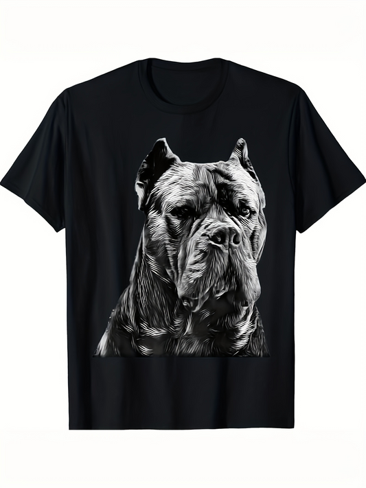 Men's Graphic T-Shirt Realistic Monochrome Portrait With Shadows And Glossy Fur Dog