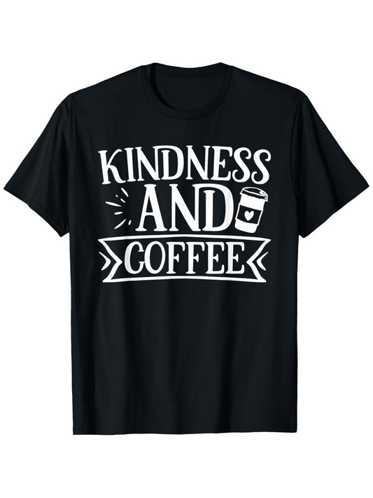 Men's Graphic T-Shirt Kindness And Coffee Simple Art Coffee Cup Graphic