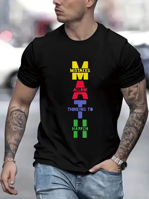Men's Graphic T-Shirt Mistakes Allow Thinking To Happen Colorful Block Text Pattern