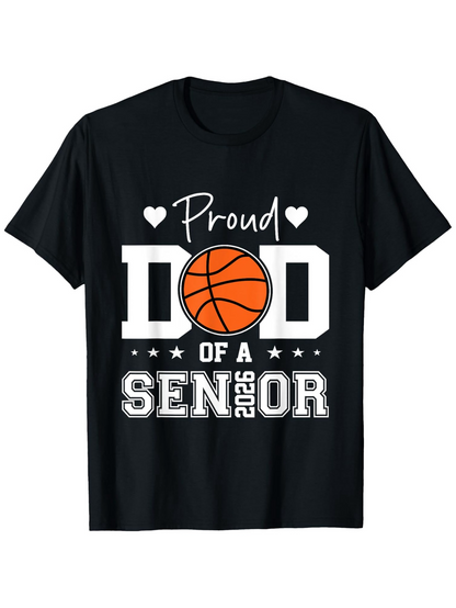Men's Graphic T-Shirt Proud Dad Of A Senior With Basketball Among Bold White Graphic Letters