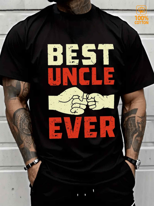 Men's Graphic T-Shirt Best Uncle Ever Vintage Style With Fist Bump Gesture Graphic
