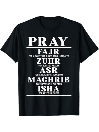 Men's Graphic T-Shirt Pray For Blessings And Restful Sleep Maghrib Isha Asr Fajr Zuhr