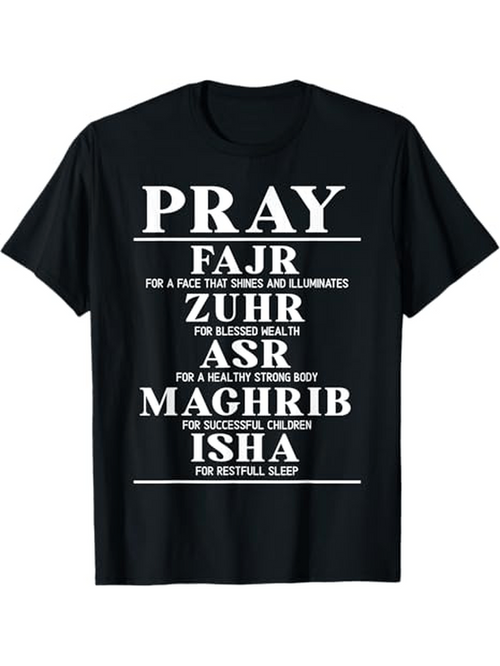 Men's Graphic T-Shirt Pray For Blessings And Restful Sleep Maghrib Isha Asr Fajr Zuhr