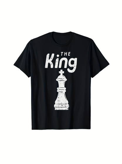 Men's Graphic T-Shirt The King Vintage Chess Board Piece With Distressed Style Print King