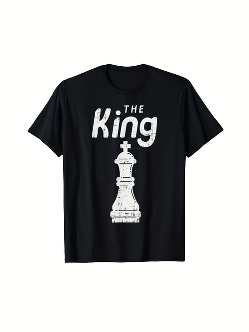 Men's Graphic T-Shirt The King Vintage Chess Board Piece With Distressed Style Print King