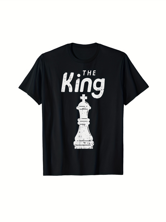 Men's Graphic T-Shirt The King Vintage Chess Board Piece With Distressed Style Print King