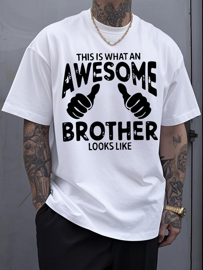 Men's Graphic T-Shirt This Is What An Awesome Brother Looks Like With Fun Lettering And Thumbs Up Hand Signs