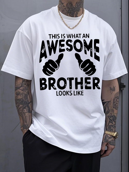 Men's Graphic T-Shirt This Is What An Awesome Brother Looks Like With Fun Lettering And Thumbs Up Hand Signs