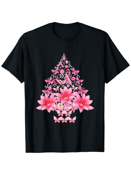 Men's Graphic T-Shirt Blossoming Pink Flowers With Ribbons Forming A Decorative Tree