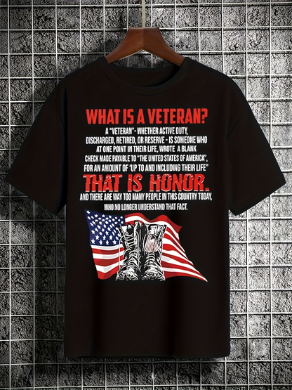 Men's Graphic T-Shirt What Is A Veteran Honor With Flags Under Military Boots