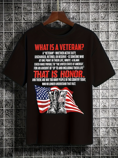 Men's Graphic T-Shirt What Is A Veteran Honor With Flags Under Military Boots