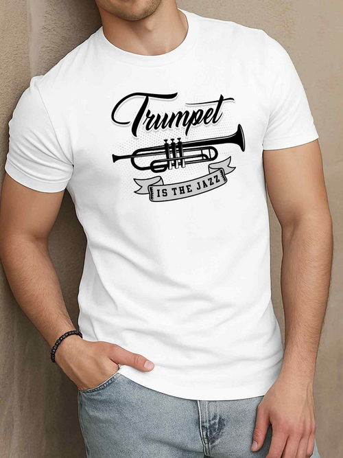 Men's Graphic T-Shirt Trumpet Is The Jazz Vintage Banner With Artistic Brass Instrument