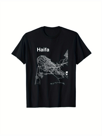 Men's Graphic T-Shirt Haifa Minimalist Urban Lines Map Cityscape Shirt