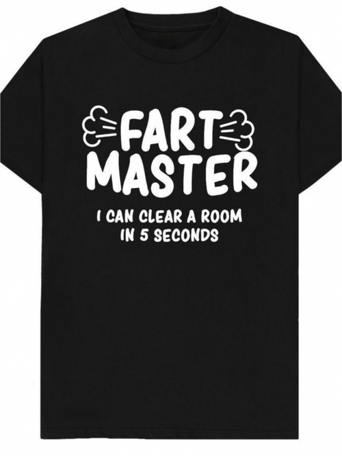 Men's Graphic T-Shirt Fart Master Room Clearing Power With Playful Cartoon Text T Shirt