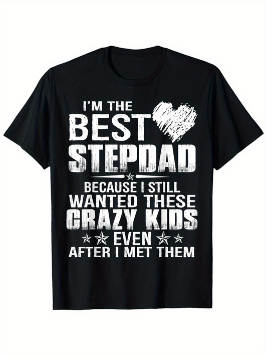 Men's Graphic T-Shirt Im The Best Stepdad With Bold Lettering And Sketch Heart Print T Shirt