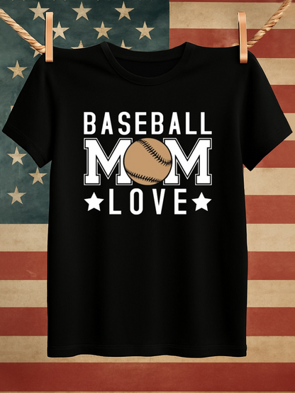 Men's Graphic T-Shirt Baseball Mom Love Classic Americana With Vintage Worn Stitching Motif Featuring Baseball